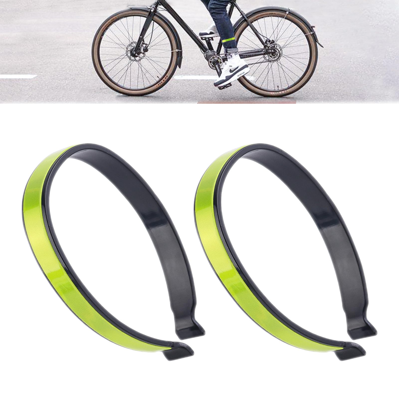 Shurhome 4Pcs Reflective Trouser Clip for Biking Reflective Cycling Pant Clip Pants Clip with Reflective Strap for Night Riding