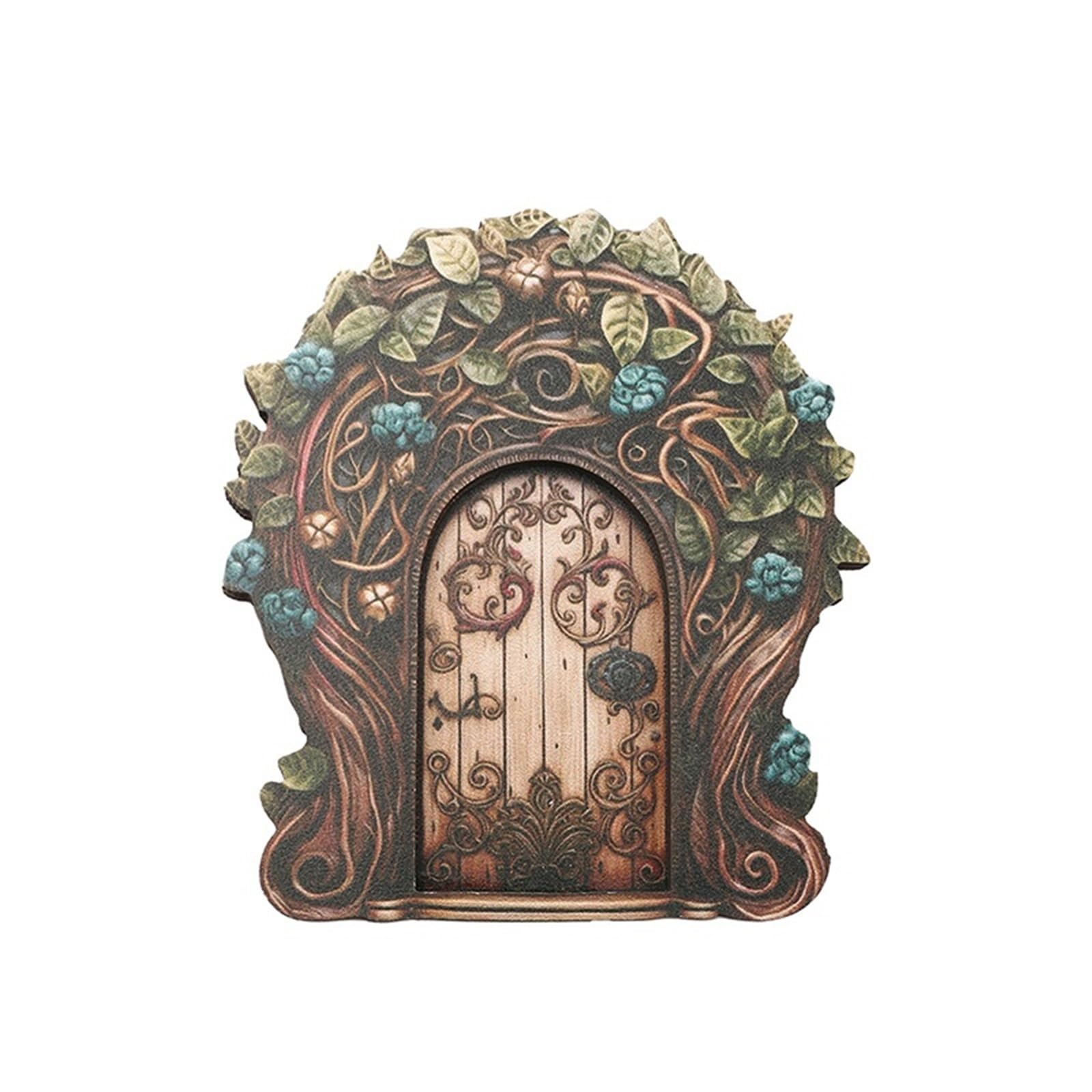 Dazhua Enchanting Wooden Fairy Door for Garden - Mini Elf Door Decor for Adults(Color E)