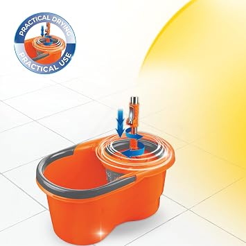 Macro Max Focus Otomatik Temizlik Seti, Pedalsız Döner Sıkmalı 360 Başlıklı Mikrofiber Paspas (2 paketi)