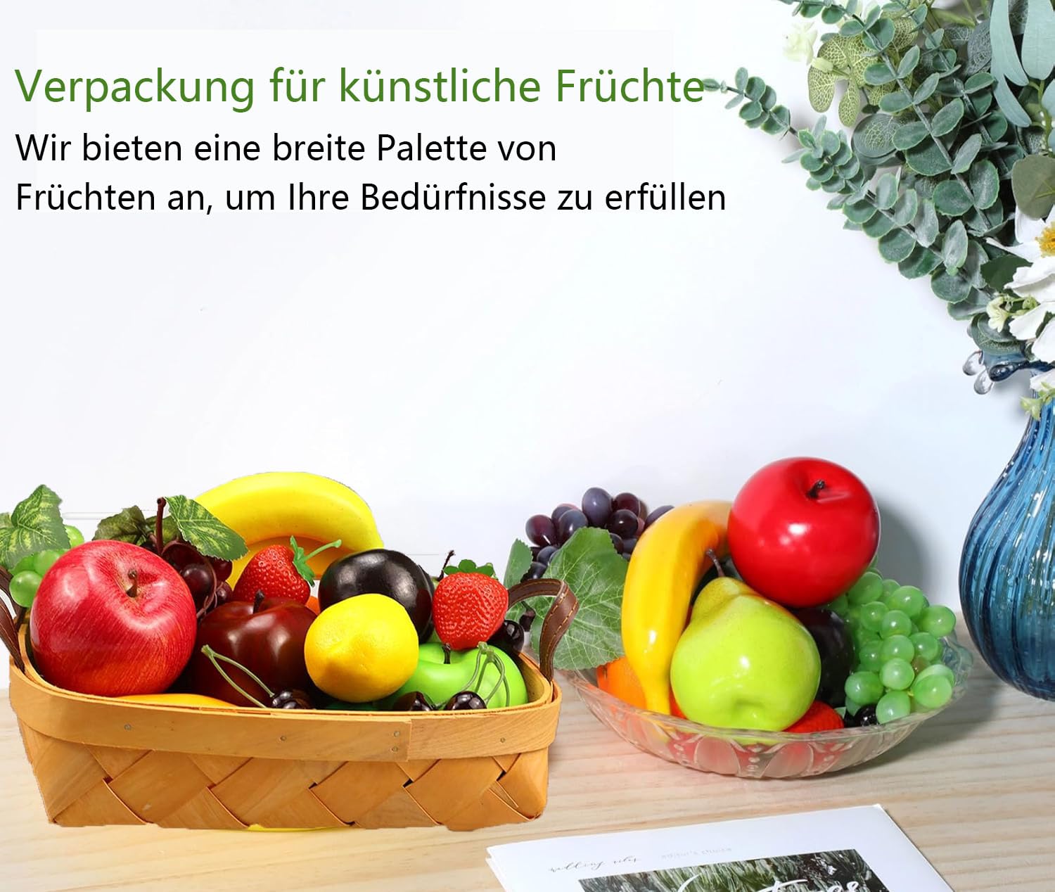 13 Stuks Kunstfruit, Nepfruit Decoratie voor Thuis Realistisch Nepfruit voor Tafelversieringen Simulatiefruit Feestdecoratie Kunstappels Kunstsinaasappels Nepdruiven