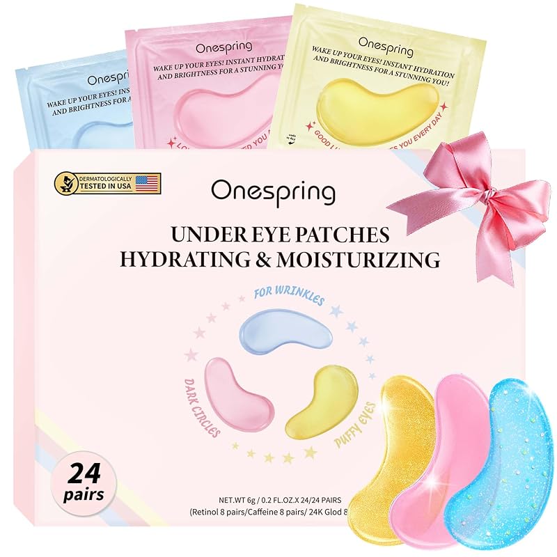 Máscaras para os olhos Onespring com cafeína, retinol e ouro 24K — 24 pares