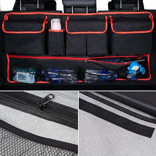 Miniatura 4 de Mandark Organizador de maletero de automóvil, bolsa de almacenamiento de carga colgante para asiento trasero de vehículo con red elástica robusta,