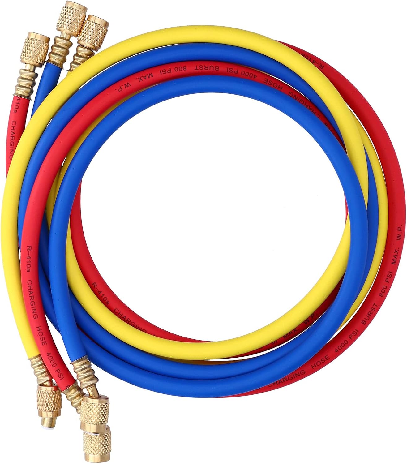 CT 360RYB H AC Charging Hose, Refrigerant Pipe for R410A R134a R12, 1.5Meter Rubber Brass Hose with Diaphragm Valve, High Pressure 800PSI Refrigerant Charging Hose for Auto AC Indu