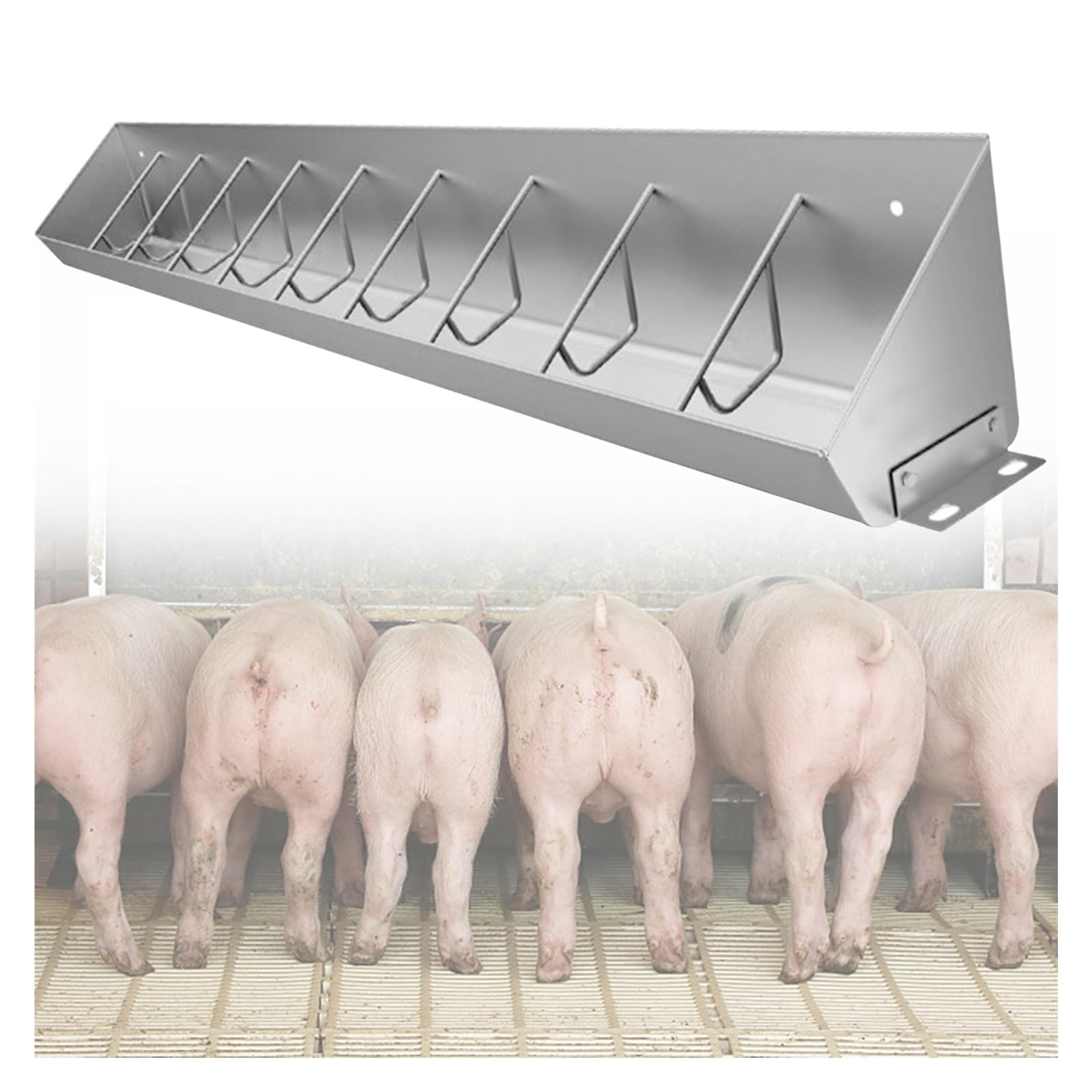 Mangiatoia per Bestiame, 100-200 cm - Mangiatoia Resistente per capre, bovini e Cavalli per fattorie, stalle e pascoli - Montaggio a Terra/sospeso con Viti (10 Punte, 2 m, 200 cm di lunghezz