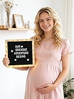 Vista 6 de Tablero de letras de fieltro con luces LED, anuncio personalizado de embarazo y bebé de 10 x 10 pulgadas con marco, decoraciones de fiesta de boda