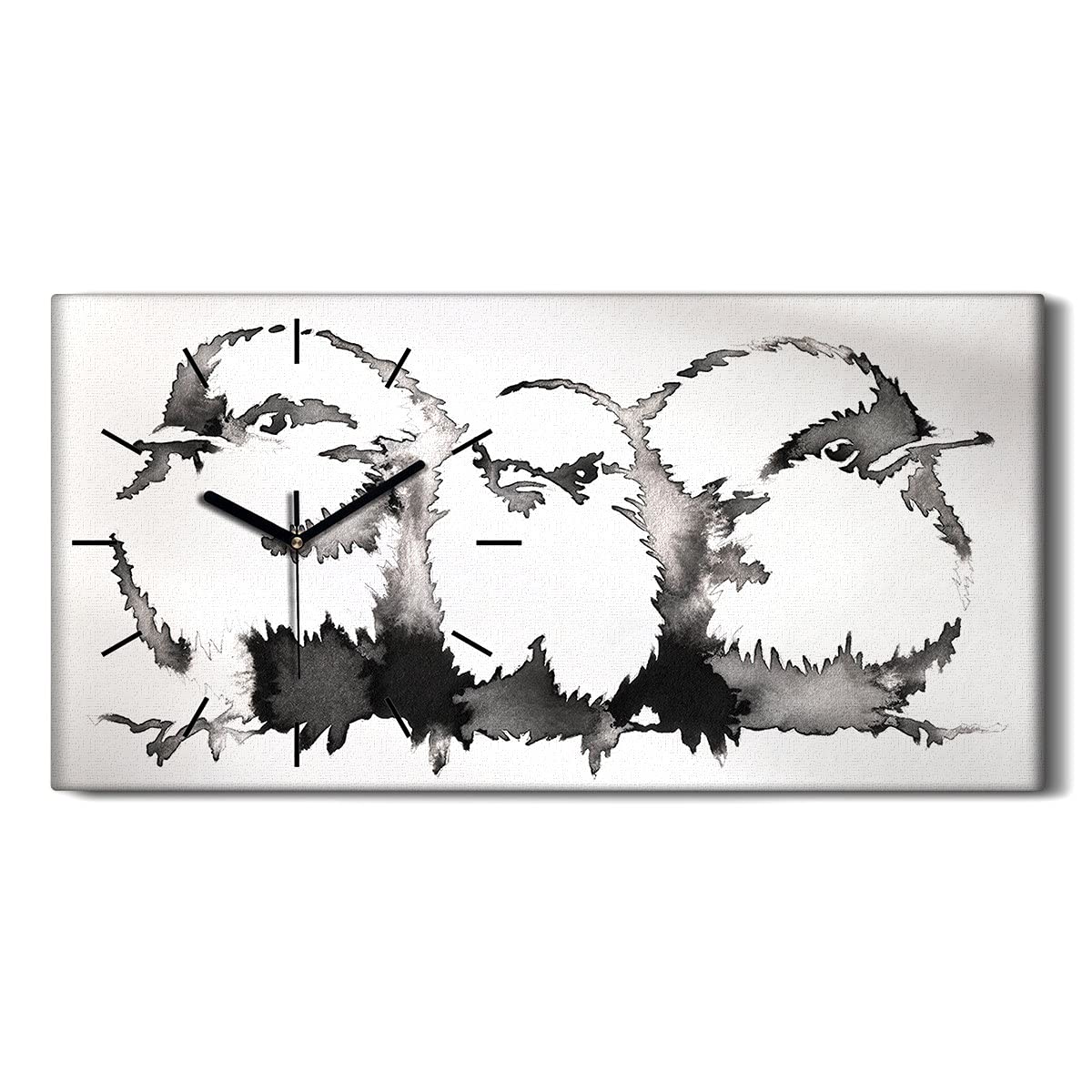 Horloge sur Toile 60x30cm Art Moderne Oiseaux Chinois
