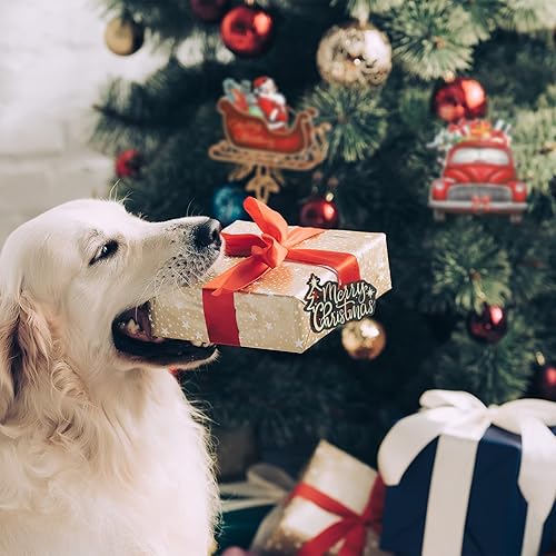 Miniatura 4 de 24 adornos navideños de madera, camión rojo de madera, árbol de Navidad, manualidades colgantes para casa de campo, decoración de fiestas,