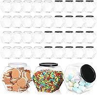 Vista 8 de Dandat 18 tarros de plástico con forma hexagonal para galletas con tapa de 28 onzas, tarro transparente de boca ancha para galletas, dulces