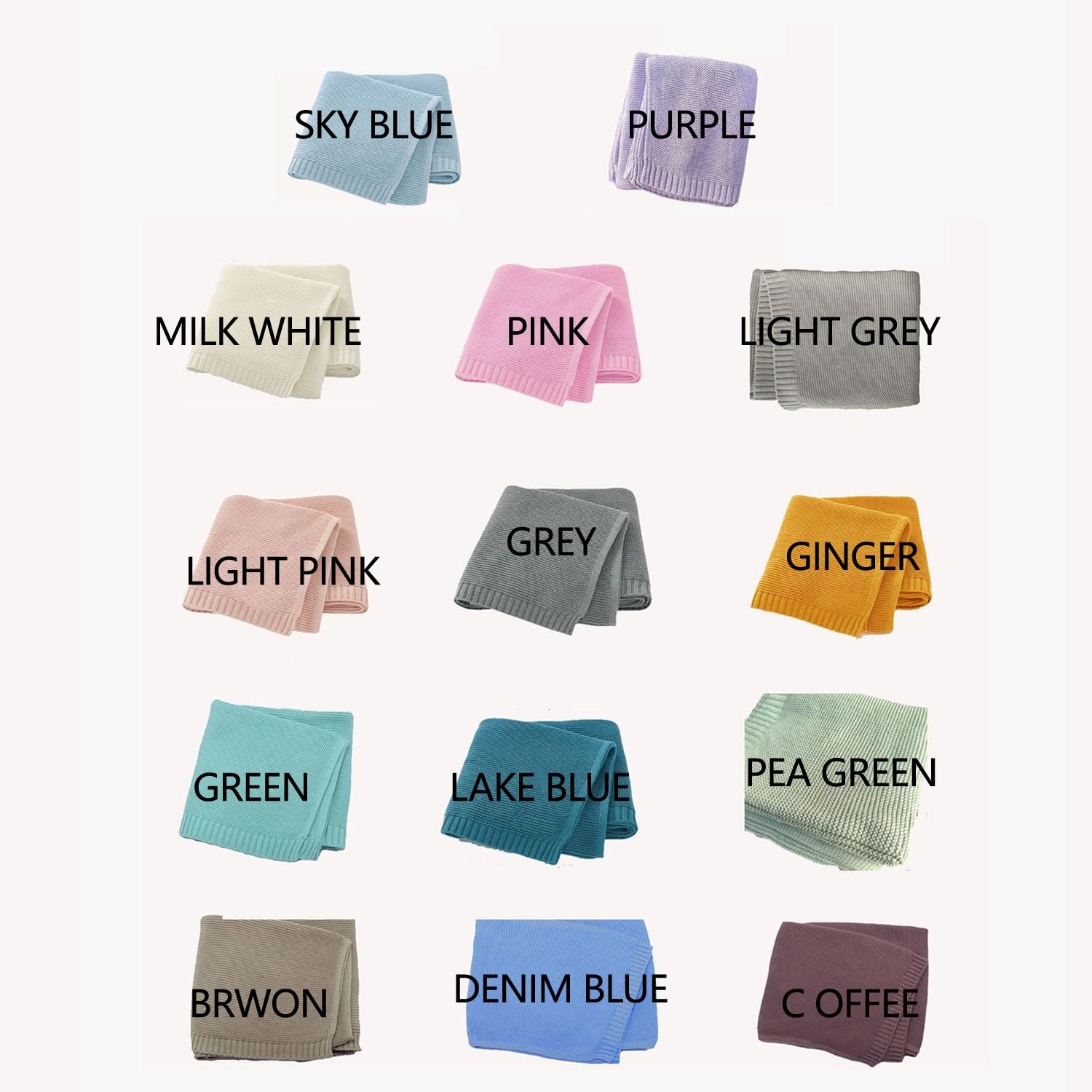 Coperte In Maglia Personalizzate Ricamate Con Nome, Coperta Per Neonati In Cotone Fatta A Mano Su Misura Per Maschio/femmina(Sky blue)