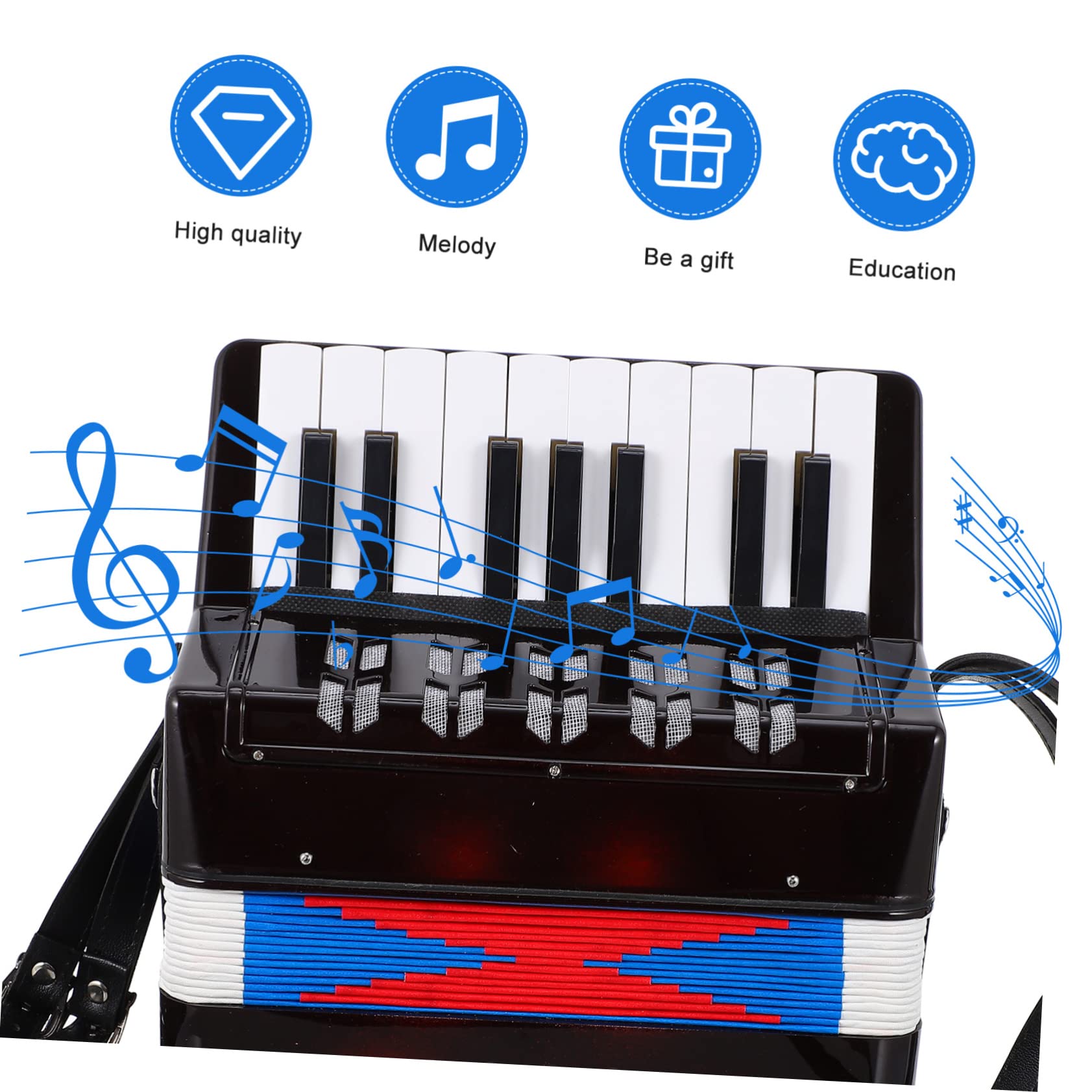 NOLITOY Strumento Musicale Organetto per Educativo Portatile Accordéon Leggero con Suono Chiaro per Sviluppo Cognitivo e Coordinazione Occhio Mano