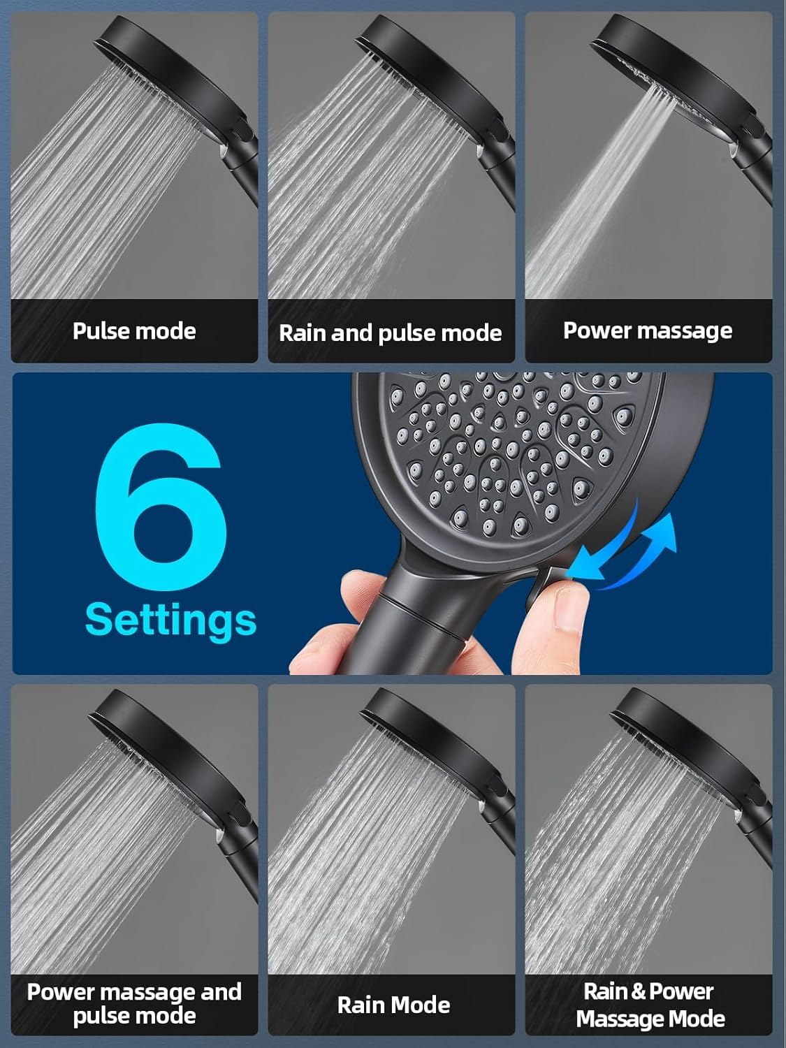 Cobbe Hard Water Filter Shower Head and Hose with 3 Pack 2.0 Carbon Shower Filter, Water Softener Showerhead - Image 4