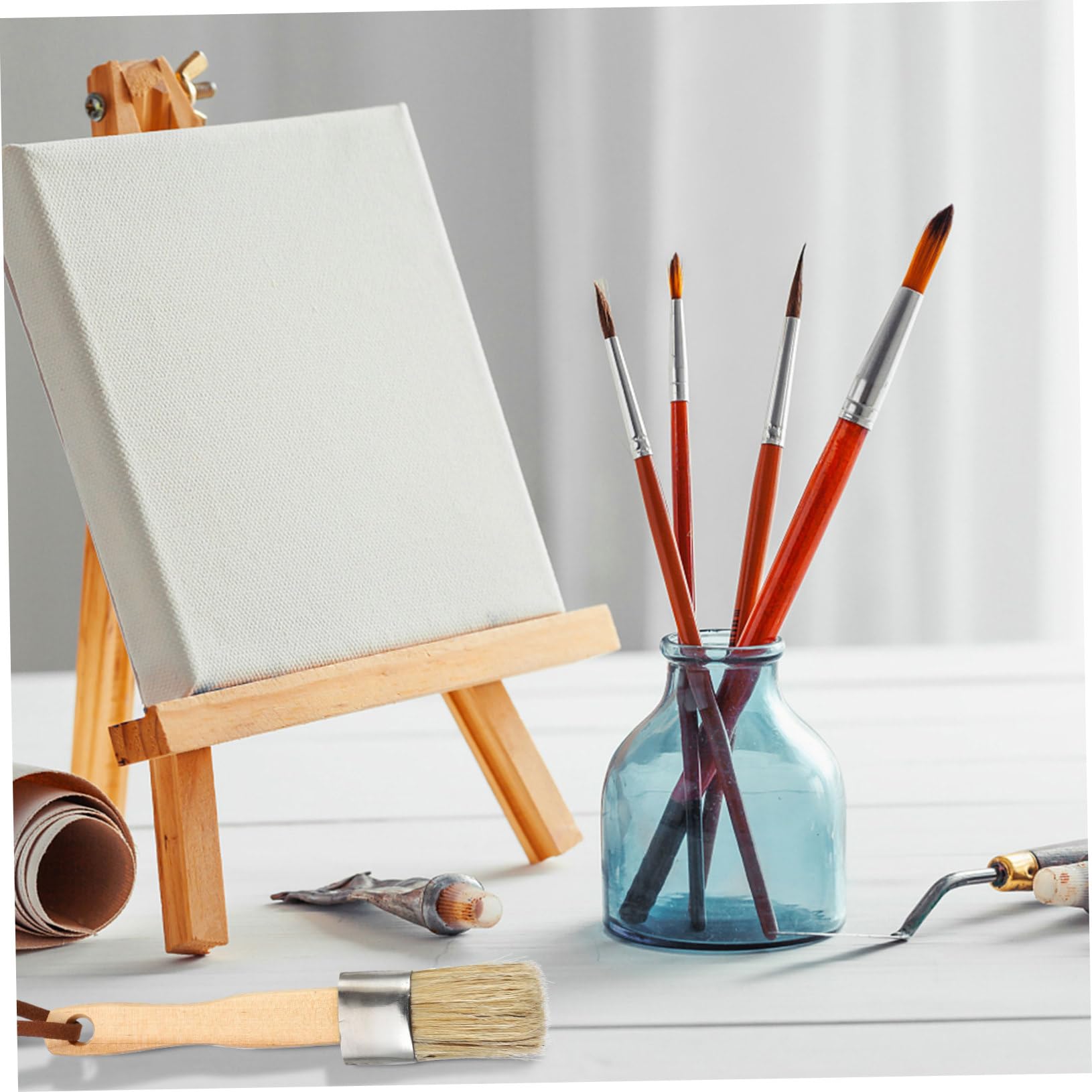 Anneome Juego de 5 Pinceles de Cerdas de Jabalí para Pintar Tiza Barniz Y Pintura Acrílica para Decoración Artística del Hogar