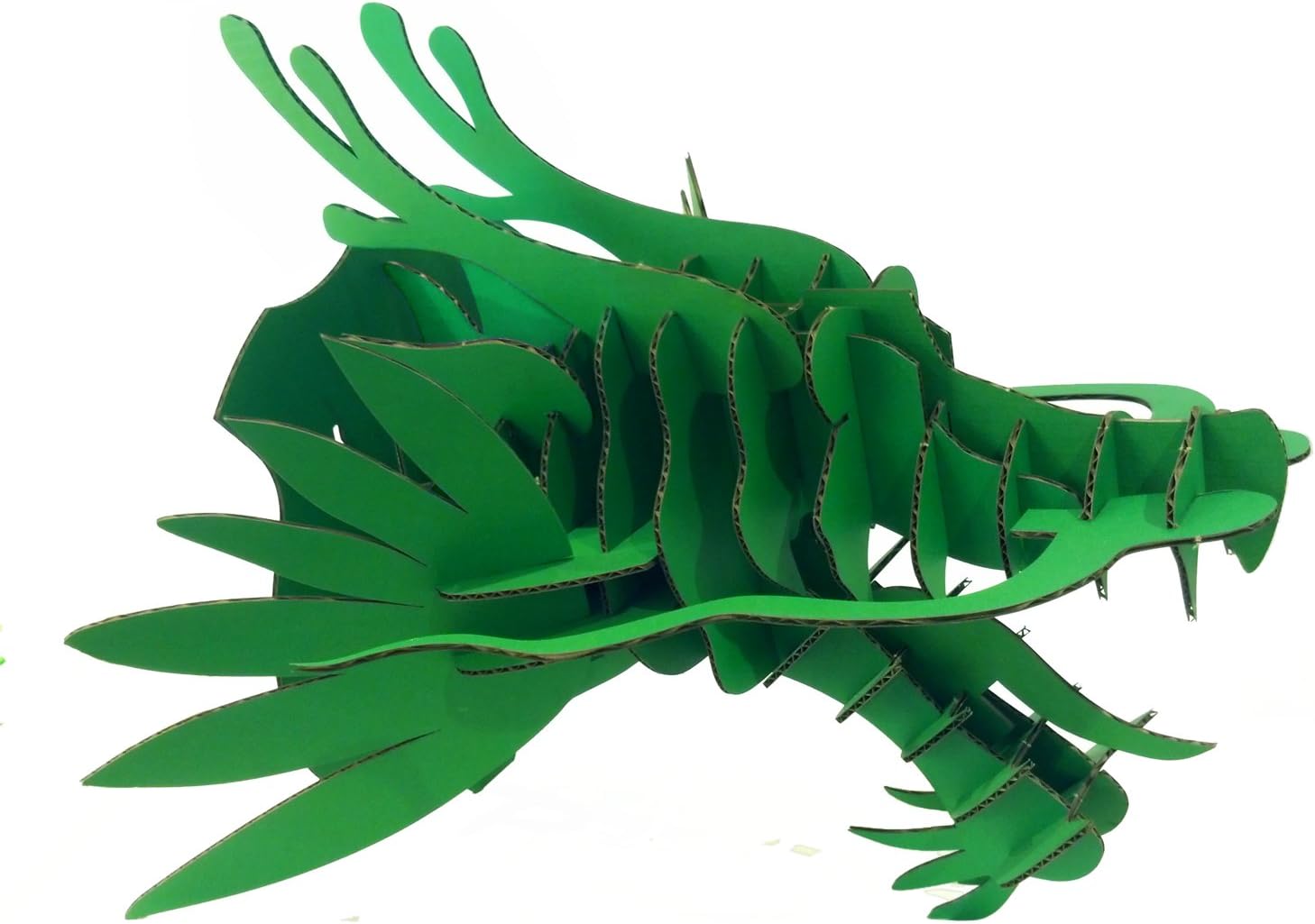 Paper Maker Wall Mount Dragon Head DIY Cardboard Wall Art Decor Sculpture Ornament Design for Home Living Room Bedroom Hallway (Small, GN)
