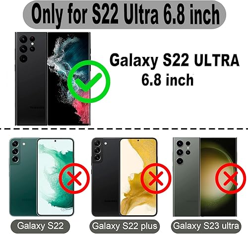 Miniatura 6 de PYTWOPY Funda tipo cartera para Galaxy S22 Ultra 5G con tarjetero de crédito, funda de cuero para teléfono compatible con soporte de anillo de