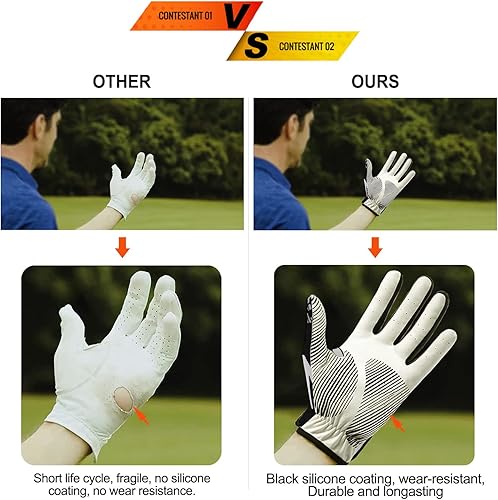 Miniatura 4 de ACETHO Guante de golf para hombre, cuero transpirable con excelente agarre y guante de golf duradero y duradero, perfecto para adultos, ideal para