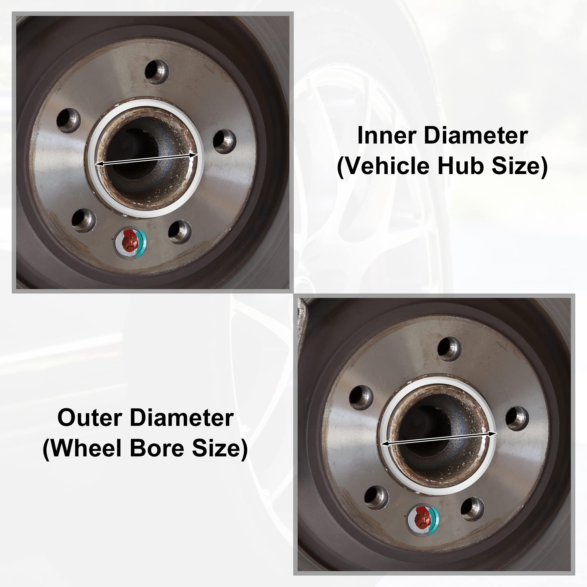 X AUTOHAUX Bague De Centrage Argentée 4pcs pour Voiture en Aluminium | Diamètre Extérieur 70.1mm, Diamètre Intérieur 60.1mm, Épaisseur 10mm, Usinage De Précision, Anti-Vibration