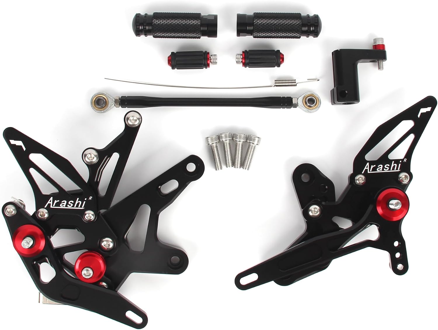 Arashi Adjustable Rearsets for Kawasaki Ninja 500 Z500 2024-2025 ABS include, Black Motorcycle Accessories Parts
