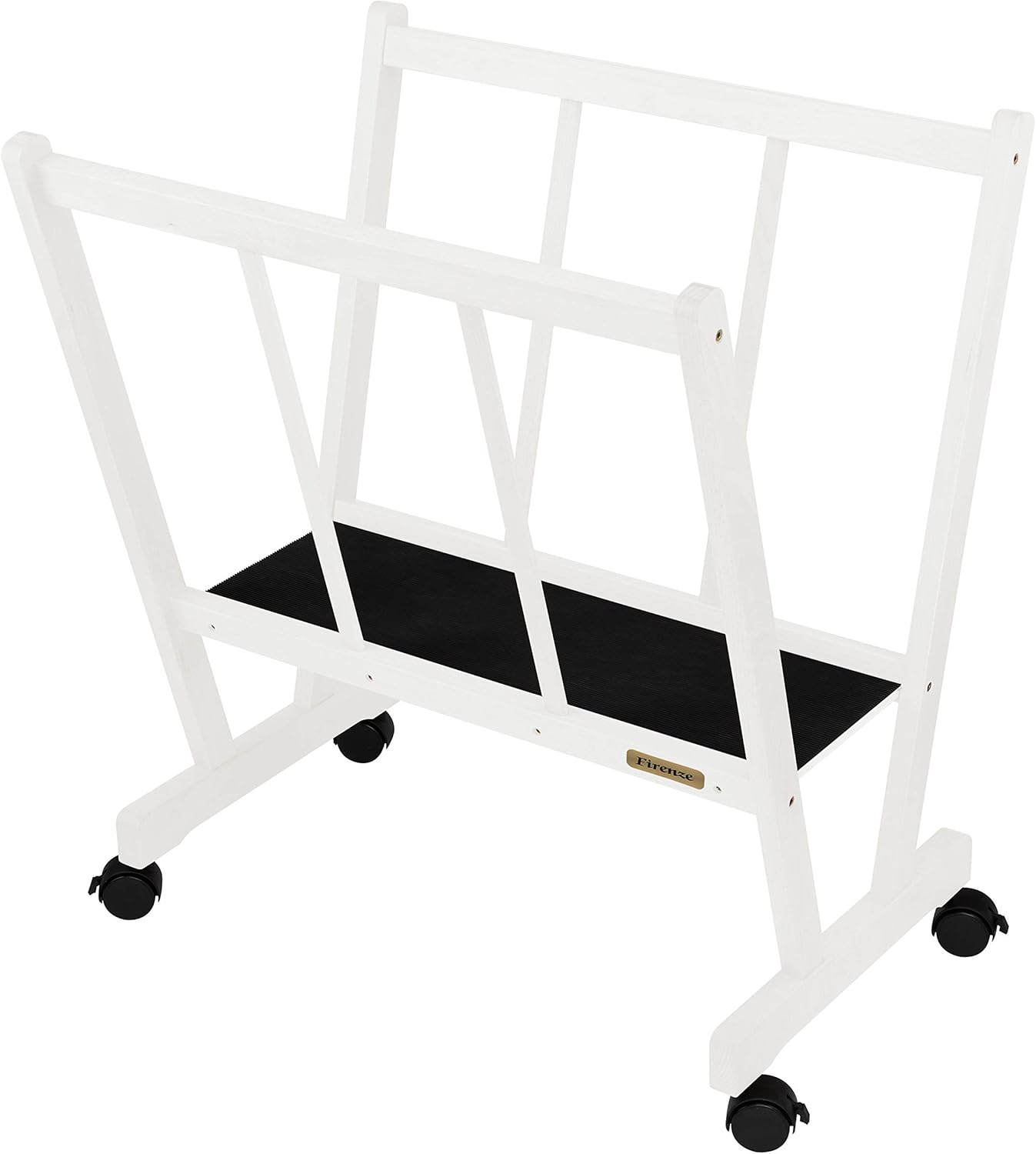 Creative Mark Firenze Wood Large Print Rack with Castors - Perfect for Display of Canvas, Art, Prints, Panels, Posters, Art Gallery Shows, Storage Rack - White