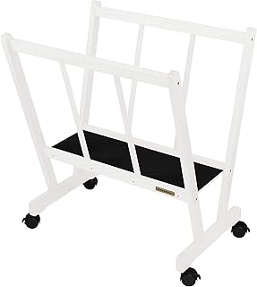 Creative Mark Firenze Wood Large Print Rack with Castors - Perfect for Display of Canvas, Art, Prints, Panels, Posters, Art Gallery Shows, Storage Rack - White