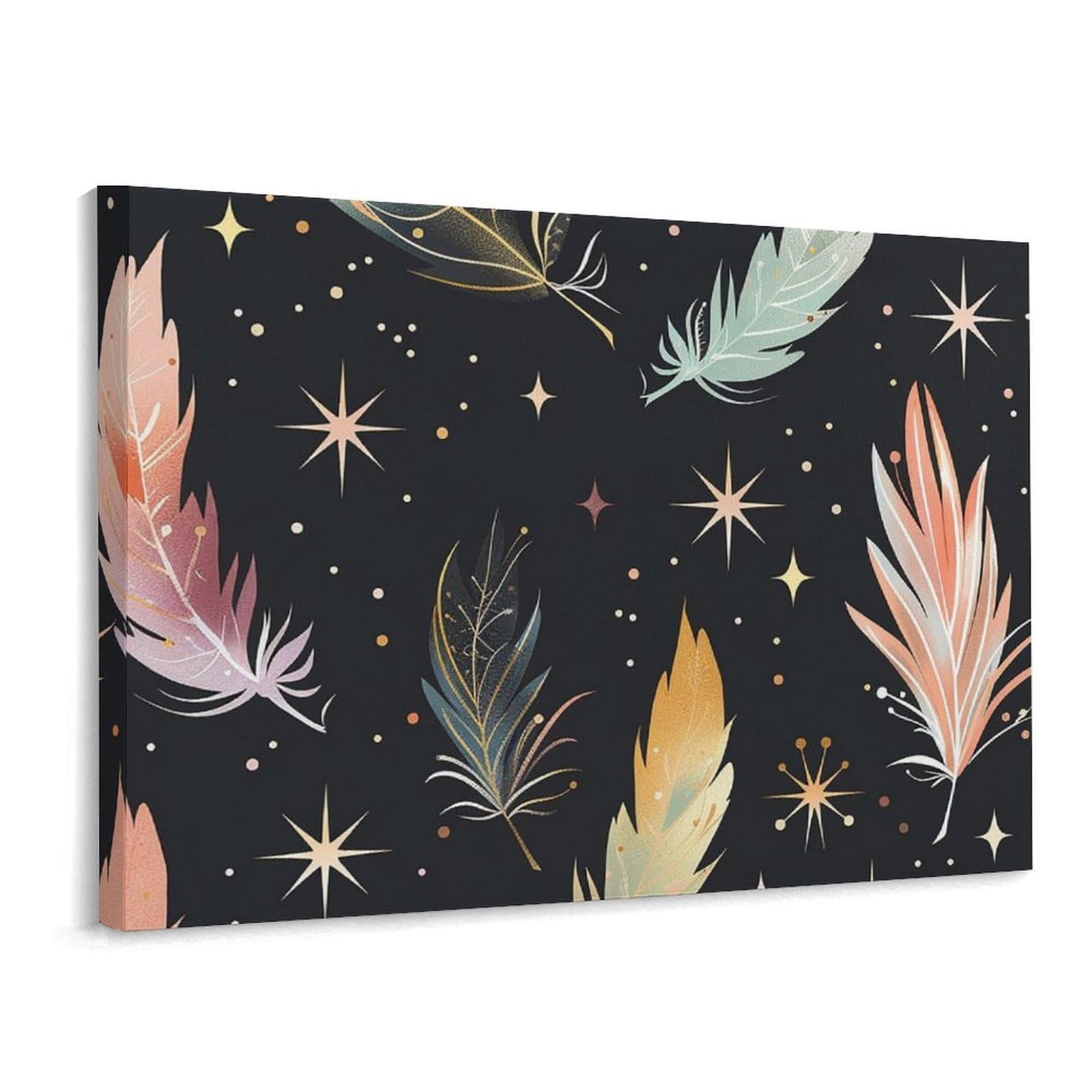 Canvas Wall Art for Living Room Prints Aesthetic Poster Canvas Paintings Prints Feather Shape Elements Pictures ArtWork Office Wall Decor Modern Abstract Wall Art for Bedroom Home Decor 30x40 Cm