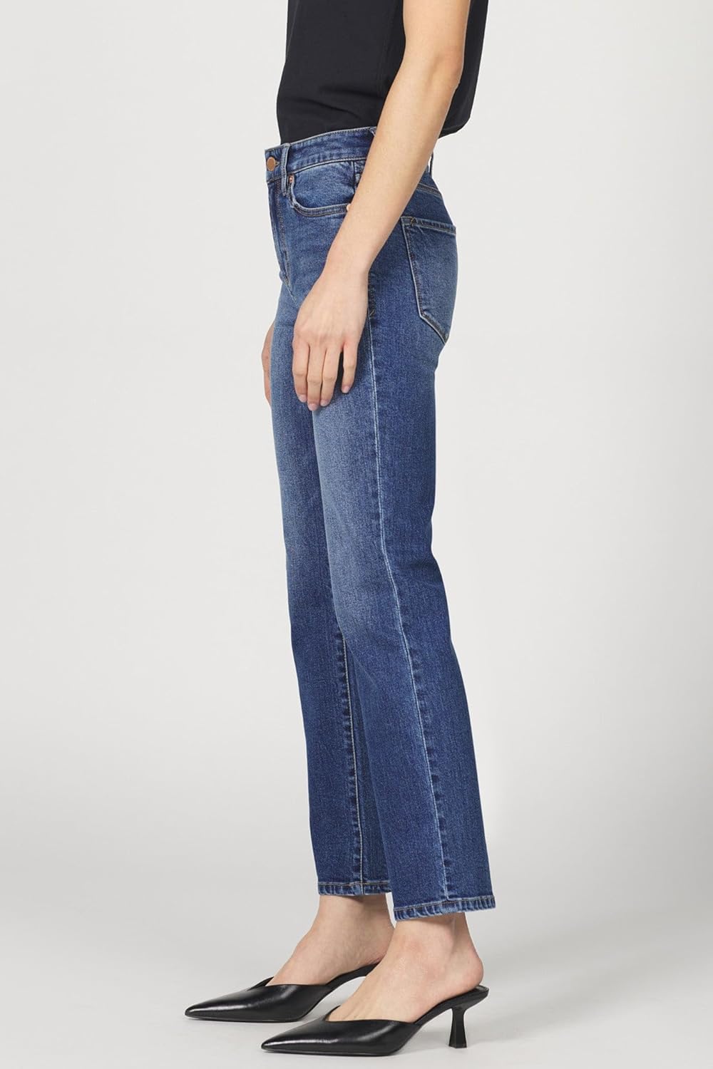 DEAR JOHN Anika High Rise Straight Leg Jeans for Women Clean Hem Cropped Inseam Stretch Denim - Image 4
