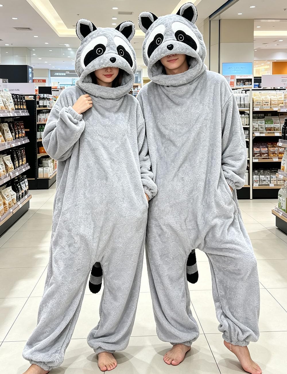 Raccoon Costume Adult,Raccoon Onesie Pajamas Funny Cosplay Plush Loungewear