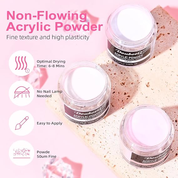 DouborQ Acrylic Nail Kit with Electric Nail Drill Nail Lamp,U V Nail Dryer Light Manicure ,False Nail Tips Starter Set Acrylic Nail Art Supplies for Beginner with Everything