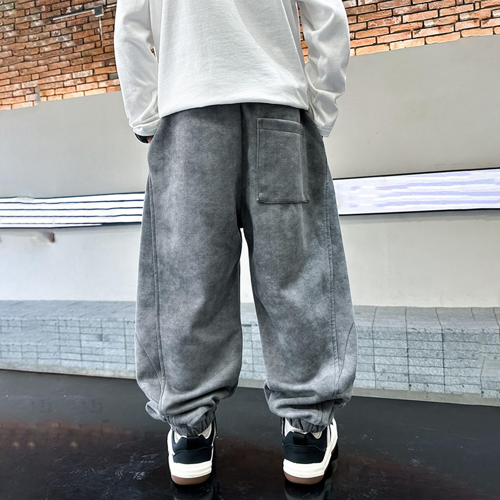 Generico Pantaloni Tuta Bambino 4-15 Anni Larghi Invernali Caldi Pile Pantaloni Felpati Cargo Ragazzo Sportivi Stretch con Tasche Pantalone Joggers Baggy Casual con Elastico in Vita Comodo Scuola