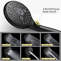 Vista 3 de Suncleanse - Cabezal de regadera de mano de 7 configuraciones con interruptor de pausa de encendidoapagado, cabezal de regadera de alta presión
