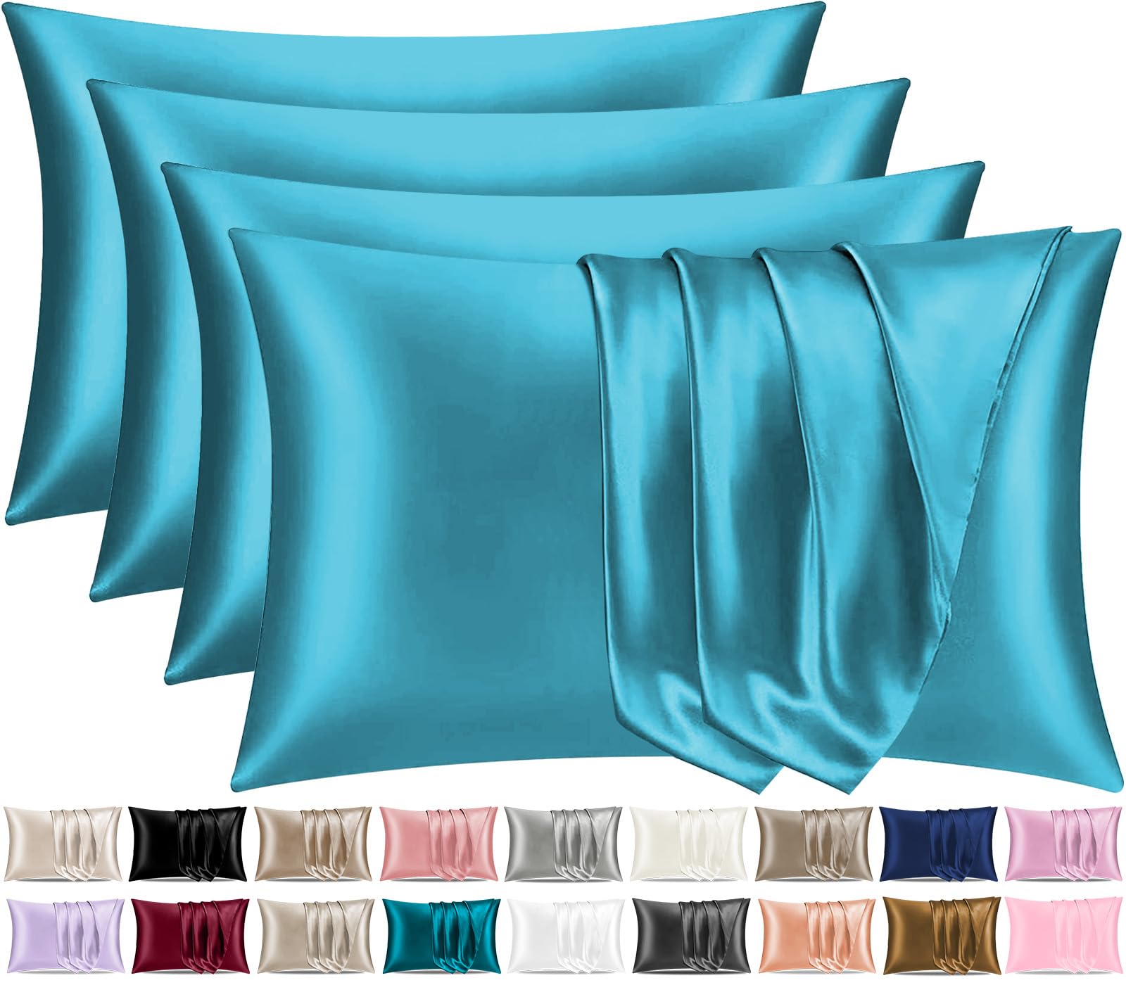 Grace Satin Pillowcases - Standard Size - Teal