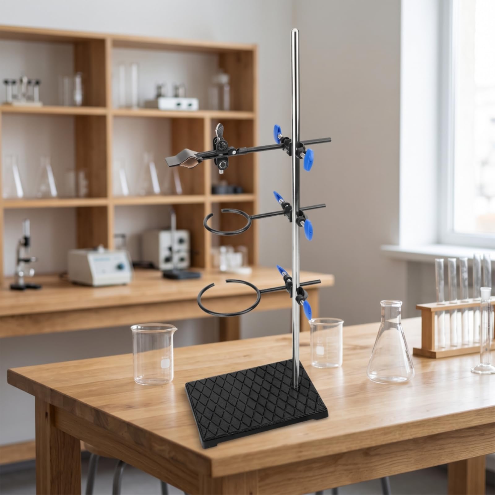 Laborstativ mit Ringen vielseitig Physik-Stativständer Laborständer mit Kreuzklemme für Lehrer, Studenten, Physikunterricht