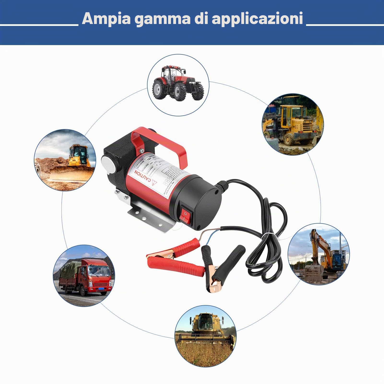 Pompa Gasolio 12V, 160W, 40L/min, Pompa di Trasferimento per Liquido Combustibile, per Veicoli Pesanti Camion