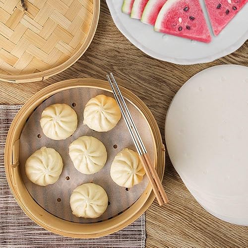 Miniatura 2 de 100 revestimientos para freidora de aire, revestimientos de vapor de bambú de 7.5 pulgadas, papel de pergamino perforado de primera calidad, tapete