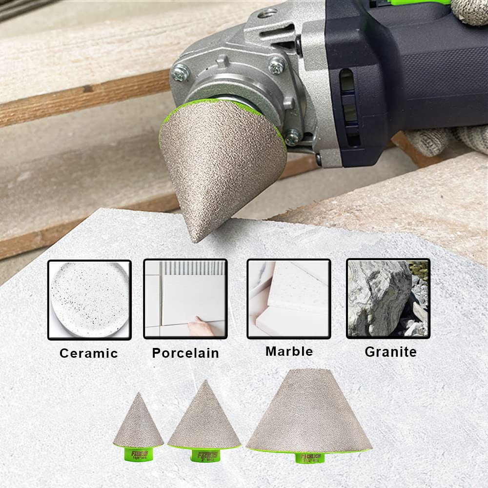 Fresa de Diamante 50mm Broca de Chaflán para Agrandar Agujeros en Baldosas Porcelana Mármol Cerámica Granito