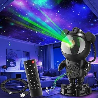 tectake® LED Sternenhimmel Projektor mit Bluetooth und Timer, Nachtlicht Galaxy Projector mit Fernbedienung, Nachtlampe, 360° drehbarer Kopf, Sternenprojektor mit 4 RGB-Farben, Night Light - schwarz