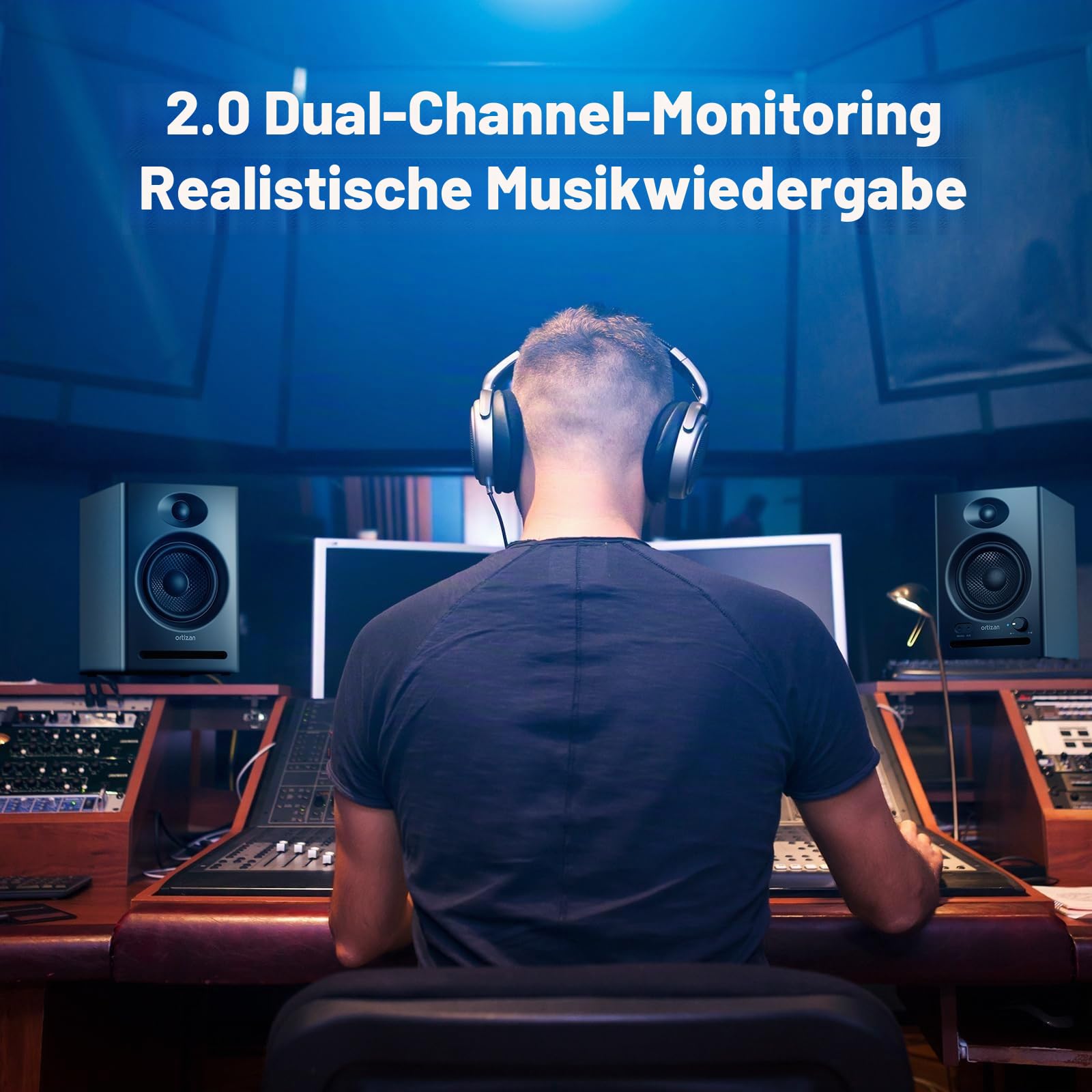 Ortizan C7 Studio Monitore Lautsprecher mit Bluetooth für Computer schwarz