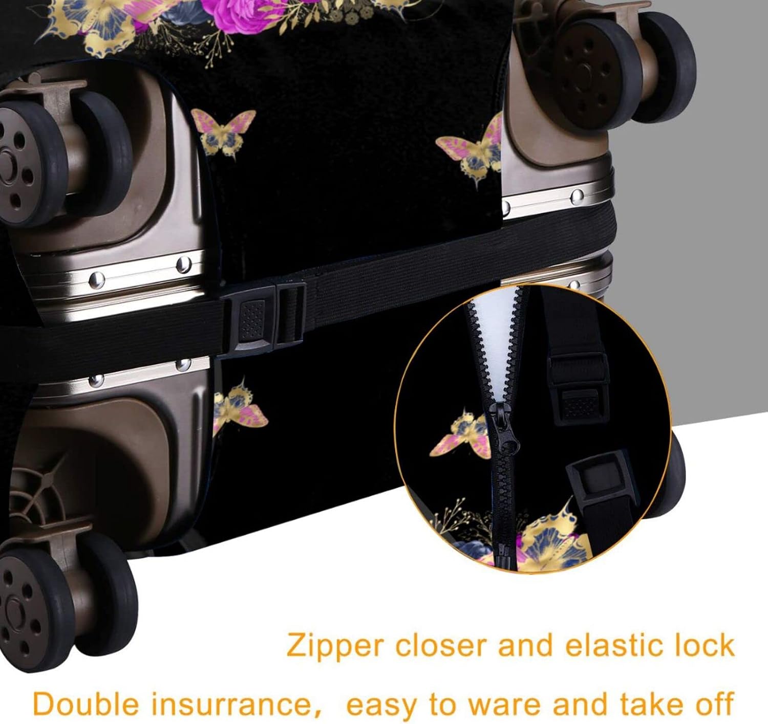 Travel Suitcase Protector Light skin african american Elastic Protective Washable Luggage Cover With Concealed Zipper Suitable For 18-32 Inch (L (for 25--28 inch luggage)) image 4