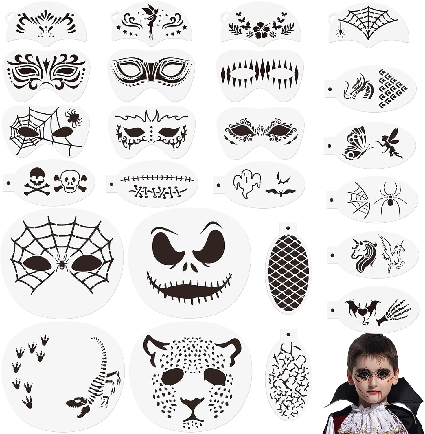 OOTSR 24 Pcs Face Paint Stencils Kit for Kids, Body Painting Template