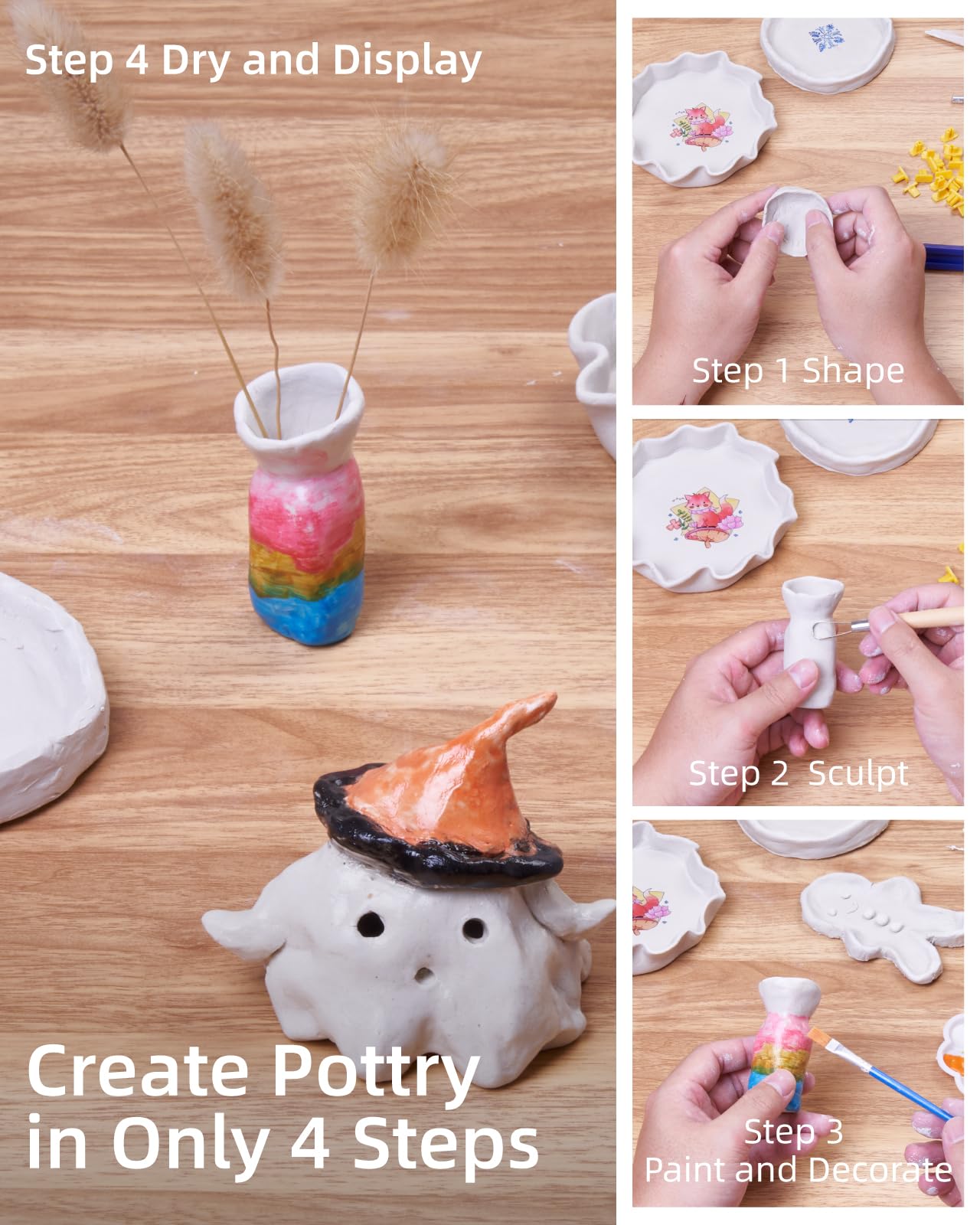Air Dry Clay Kit - Pottery for Beginners -5 Air Dry Clay Kit - Pottery for Beginners -5