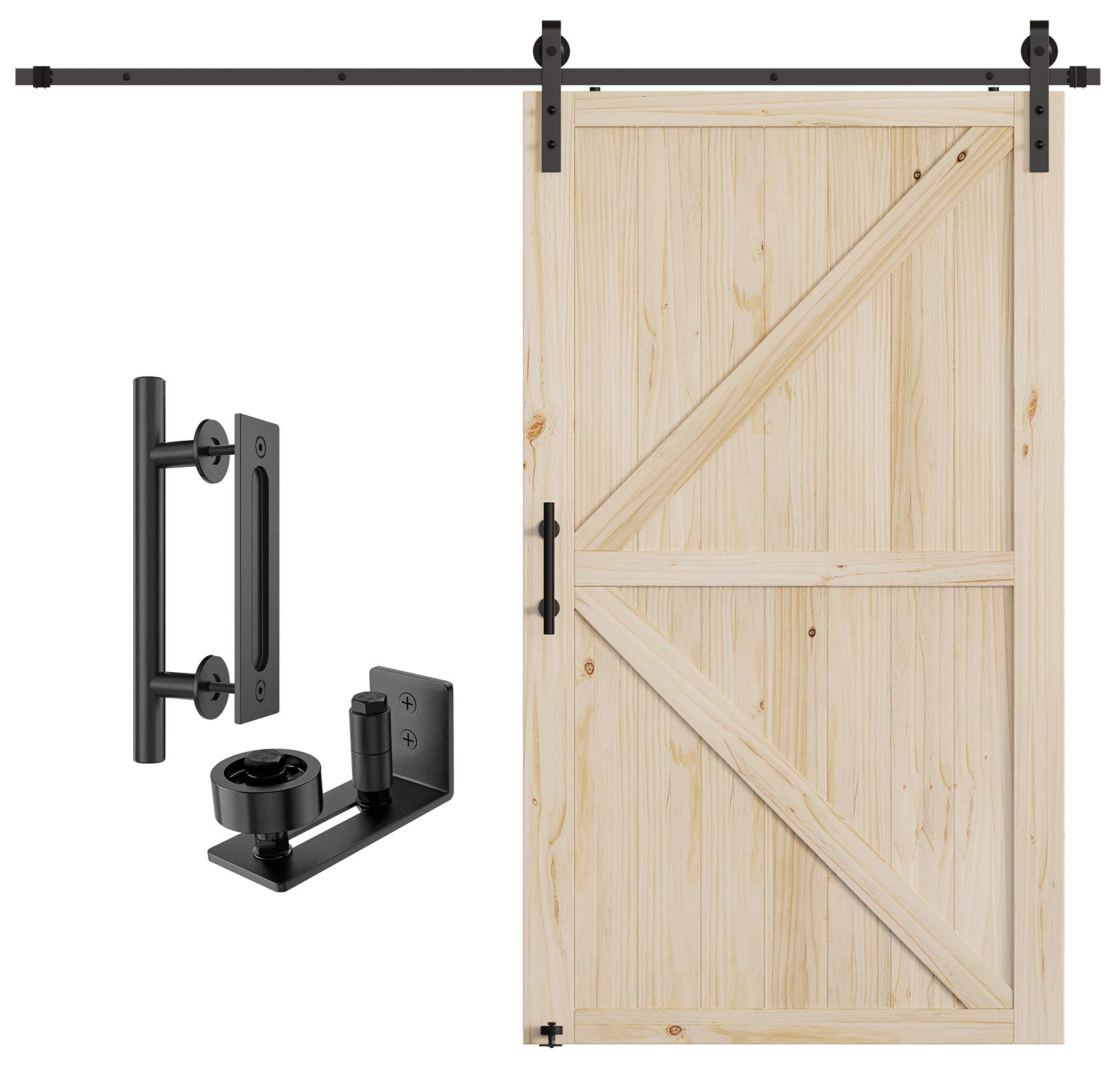 Buy HomLxclx 48in x 84in Barn Door with 8ft Sliding Barn Door Hardware
