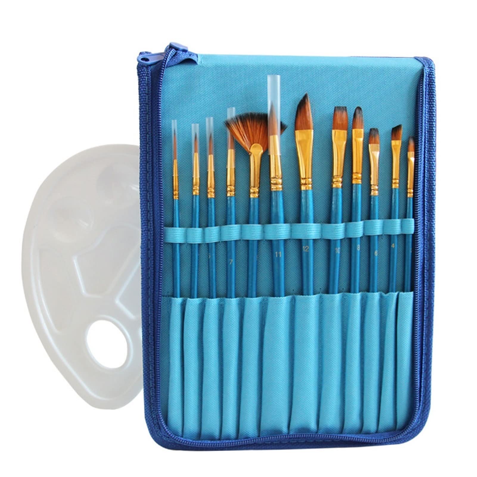 XBTGS Juego de 12 pinceles de pintura para artistas profesionales, kit de pinceles para niños, adultos, fabuloso para lienzo, acuarela y tela, para principiantes y profesionales, color negro, grande