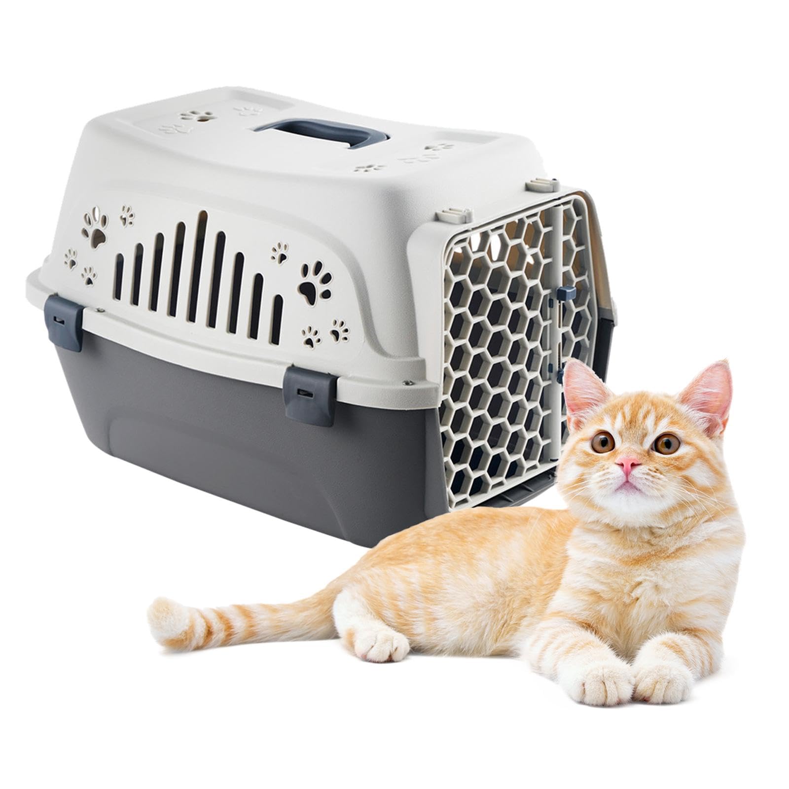 Transportín para Mascotas, Caseta de Viaje para Perros, Caja de Transporte Transpirable, Caseta Portátil Rígida para Mascotas para Tiendas de Mascotas, Beige