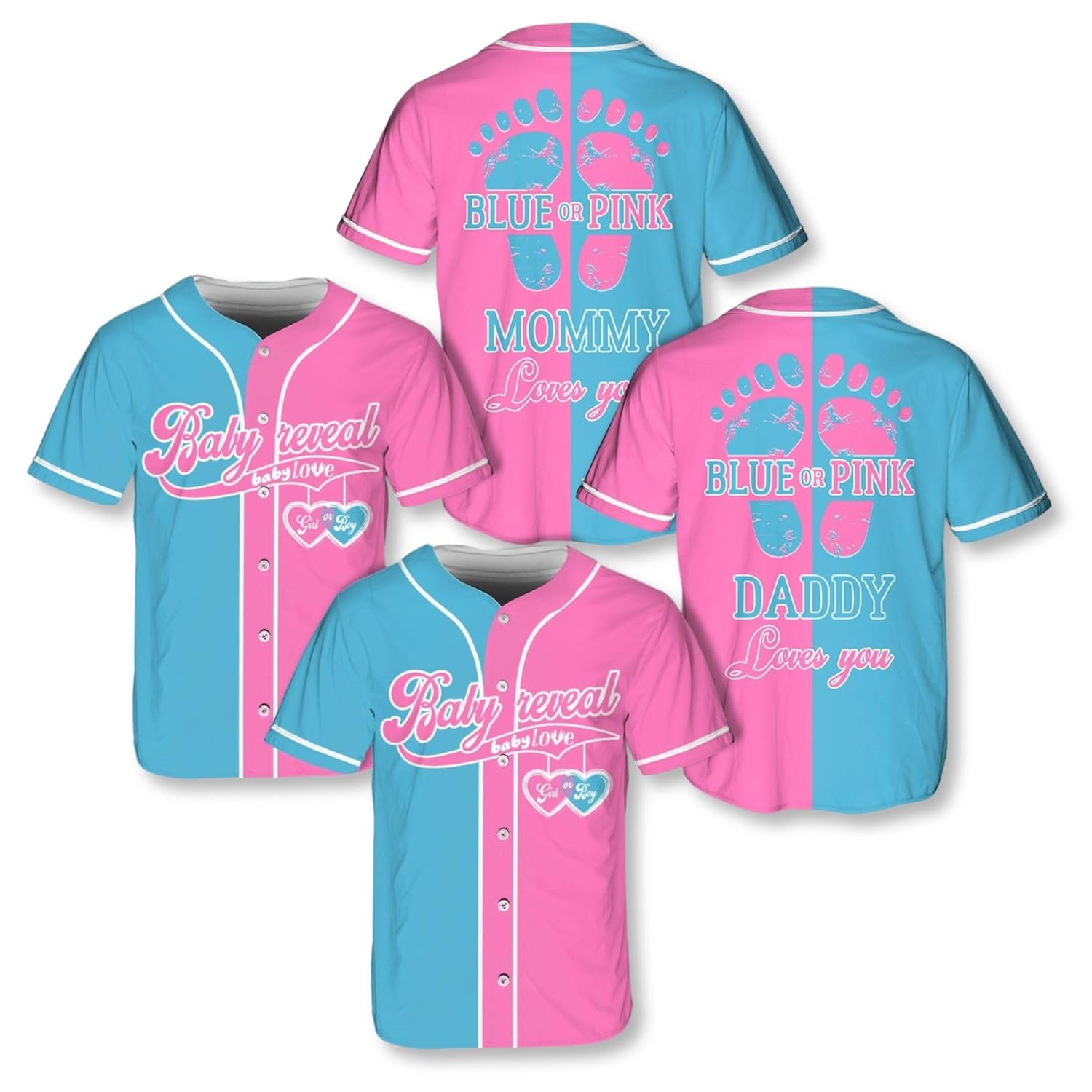 Personalized Baby Reveal Baseball Jersey, Blue or Pink