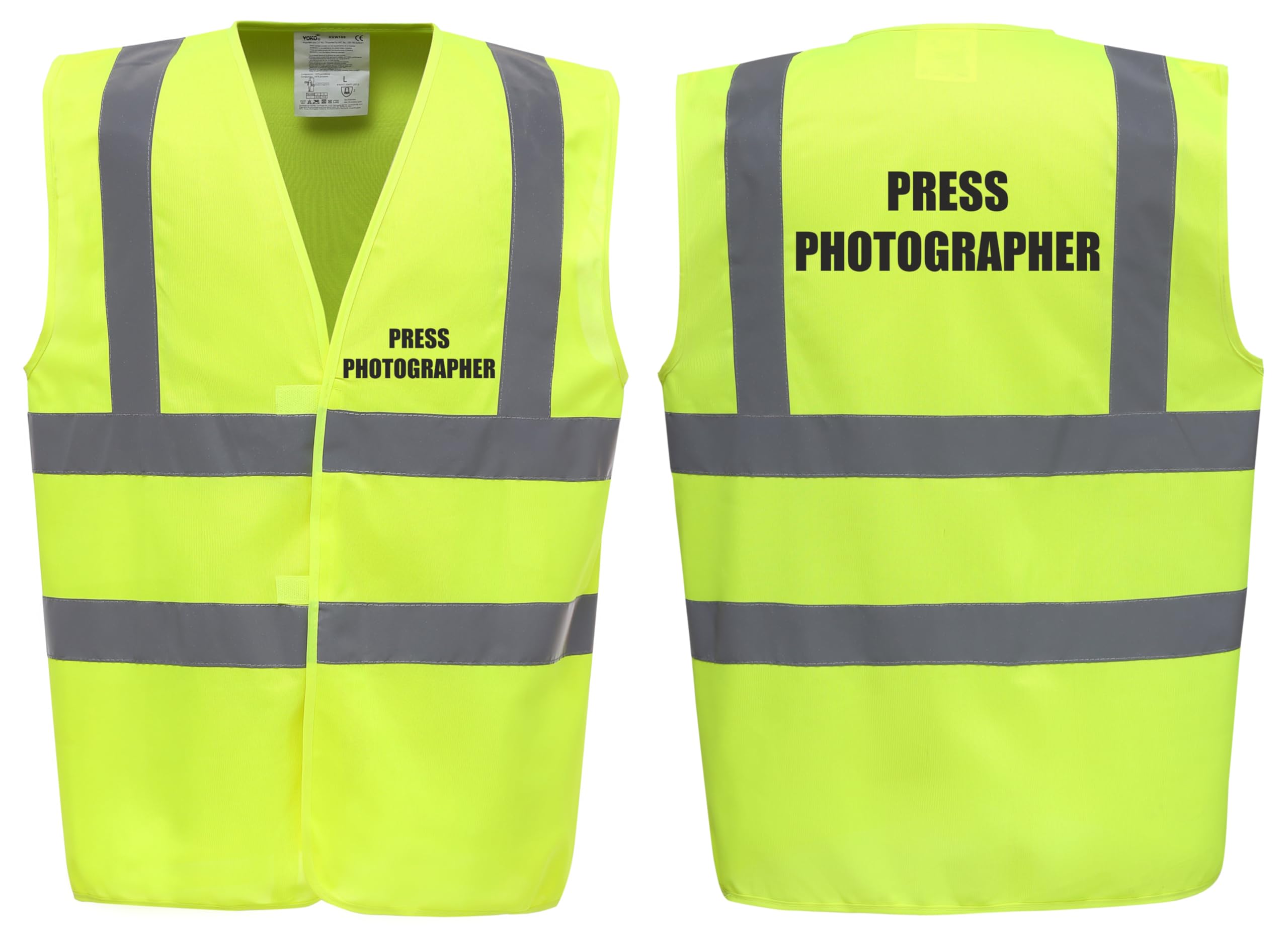 Yellow Hi Vis vest PRESS PHOTOGRAPHER Vest Waistcoat Safety Vest XX-Large