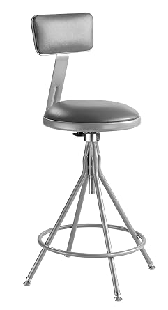National Public Seating 6524HB - 24-28" Adjustable Premium Swivel Stool with Backrest