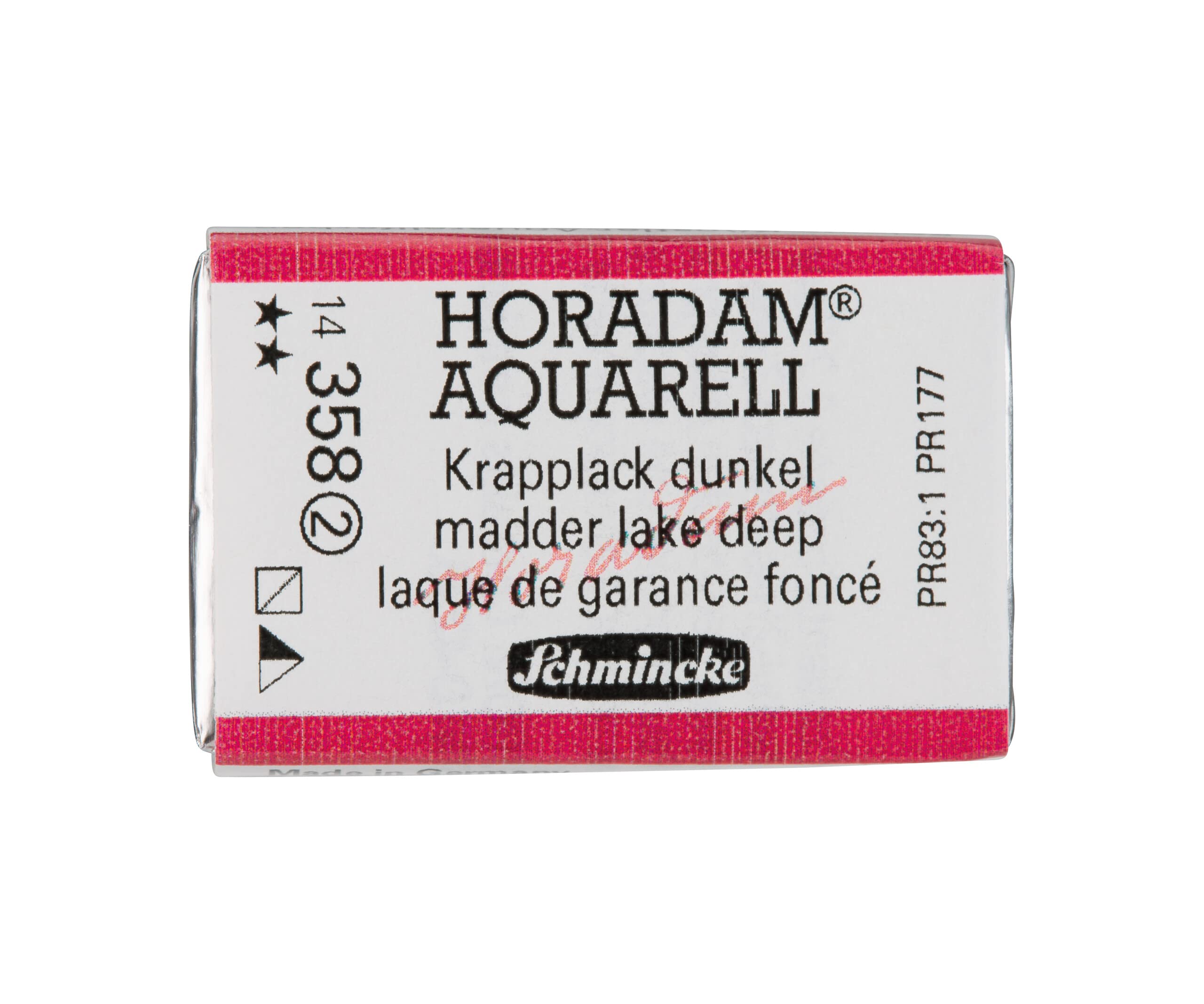 Schmincke 358 Madder Lake Deep - Horadam® Aquarell - Finest Artists' Watercolours, 14 358 043, 1/1 Pan