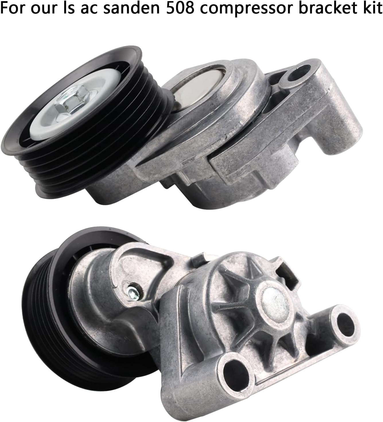 LS Sanden 508 AC Compressor Bracket Kit with Belt Tensioner for Chevrolet GM LSX LS1 LM7 LR4 LQ4 L59 LQ9 LM4 L33 L92 L76 LY2 LY5 LY6 LC9 LH8 LMG L98 L99 L96 LC8 Truck SUV