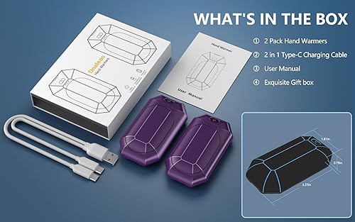Miniatura 8 de Hand Warmers Rechargeable, Dnaleao 2 Pack 4000mAh Electric Portable Pocket Heater, Heat Therapy Great for Outdoors, Hunting, Golf, Camping, Warm