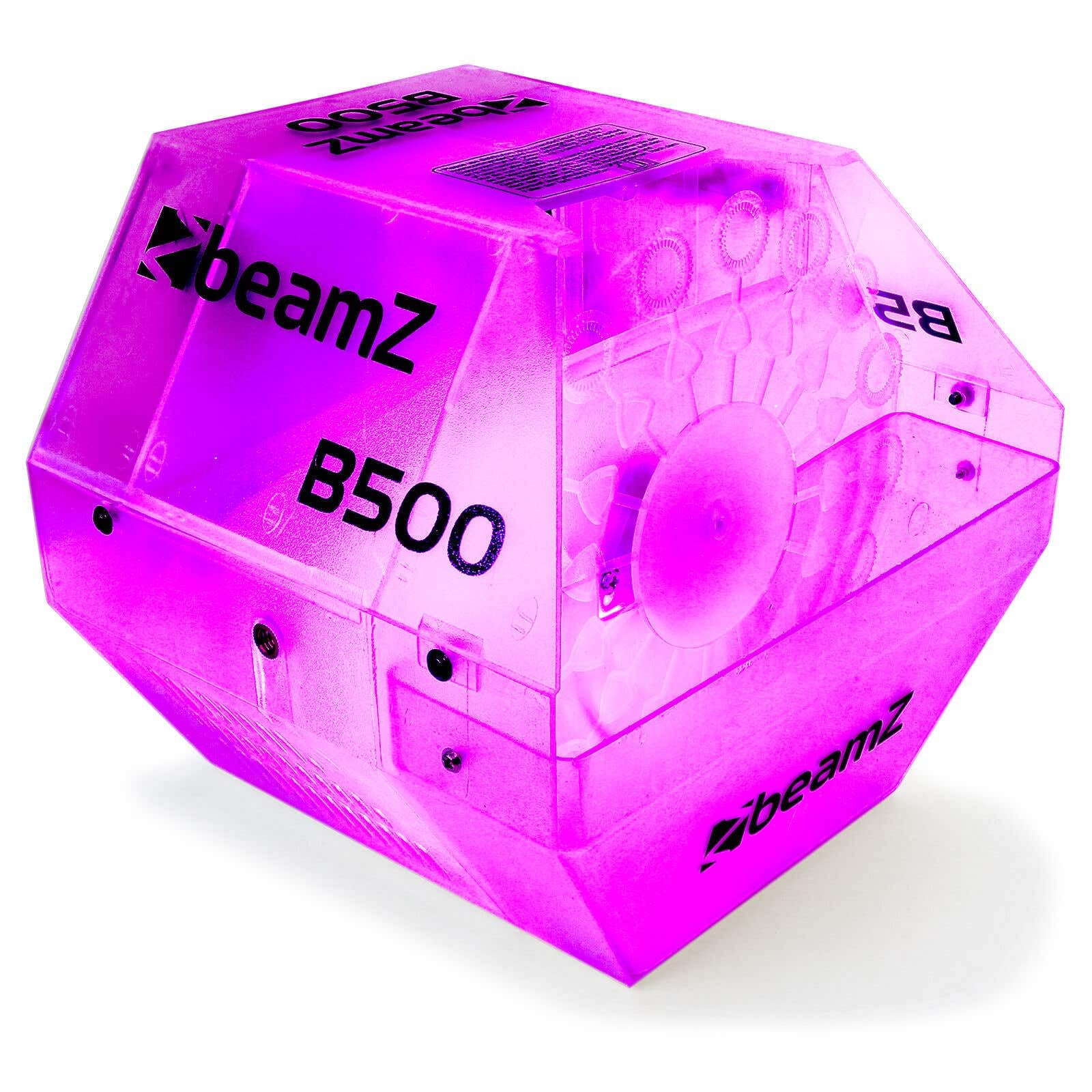 BeamZ B500LED Maquina de Burbujas de Jabón para Niños, chasis transparente iluminado con led RGB, pomperos para niños cumpleaños, ideal para regalo cumpleaños niños, fiestas en jardin, pomperos boda