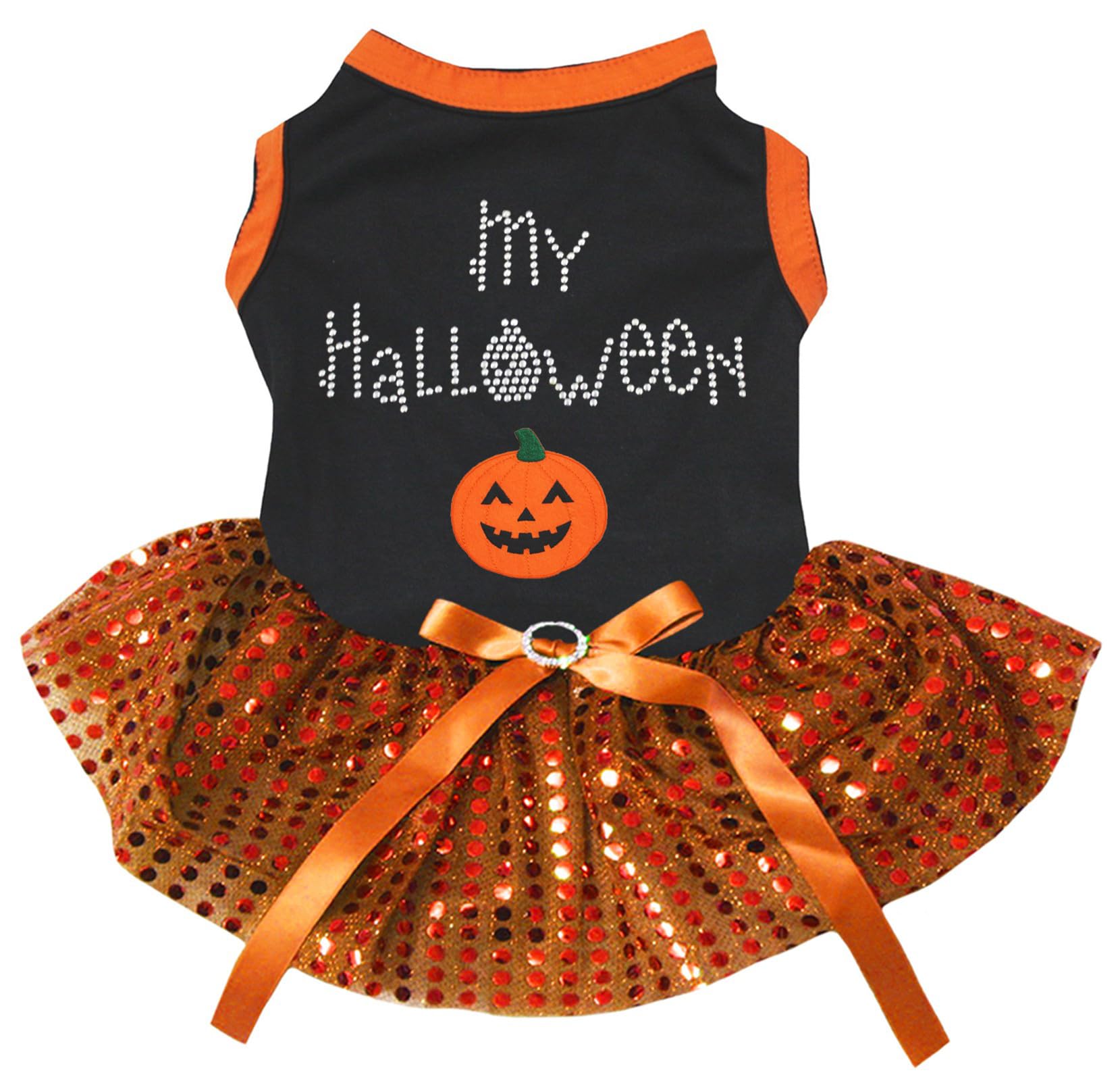 Robe citrouille pour chiot taille M vêtement festif confortable et souple